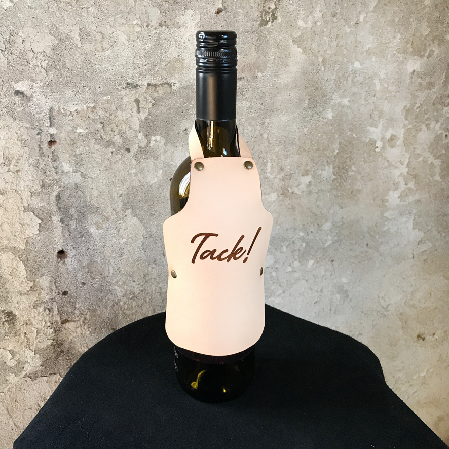 Läderförkläde Smutt, ett snyggt förkläde till flaskan